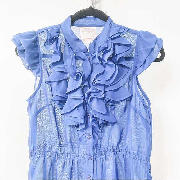 Romeo & Juliet Couture Spring Winter‎ Holiday Casual Chic Sheer Ruffle Blouse - Picture 3 of 7